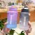 Girls' High Beauty Water Bottle Gradient Color Ton Barrel Net Red Creative Outdoor Portable High Capacity Plastic Water Cup