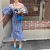 2023 New Blue and White Square Collar Dresses Little Mermaid Two Piece Dress Lantern Sleeve Dress