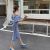 2023 New Blue and White Square Collar Dresses Little Mermaid Two Piece Dress Lantern Sleeve Dress