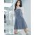 2023 Summer Cut-out Patchwork Denim Dress Women's High Waist Polo Neck Short-sleeved Dresses