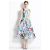 2023 Summer Loose Printed Suspended Dress For Women Square Collar Sleeveless High Waist Print Colorblock Midi Dresses Female