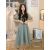 2023 Summer Vintage Hepburn Bow Dotted High Waist Dress Women's Summer A Medium Length Large Goddess Lace Chiffon Dress