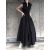 Dark Black Irregular Ultra-Long V-Neck Dresses Strretwear Elegant Belt Mid-Length Shirt Skirt Dress Women