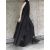 Dark Black Irregular Ultra-Long V-Neck Dresses Strretwear Elegant Belt Mid-Length Shirt Skirt Dress Women
