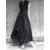 Dark Black Irregular Ultra-Long V-Neck Dresses Strretwear Elegant Belt Mid-Length Shirt Skirt Dress Women