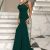 Elegant One Shoulder Cocktail Evening Party Dresses Patchwork Mesh Sleeveless Sequin Bodycon Black Formal Occasion Maxi Dress