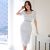 Korean Fashion Commuter Dress Women 2023 Summer Hollow Out Waist Tight Bag Hip Slit Dresses for Women Office Short Sleeve Dress