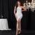 Sexy One Shoulder White Party Evening Split Sequin Long Dress Women Elegant Bodycon Prom Wedding Maxi Dress Summer Clothes 2023