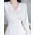 Women Korean Fashion V Neck Dress 2023 Spring Summer Simple Solid Color Long Sleeve Dresses for Women's High Waist Pleated Dress