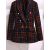 Women's Business Suit 2 Pieces Tweed Blazer Jacket Coat  and Skirt Set Plaid Two Piece Suit Coat +Mini Tweed Skirt