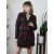 Women's Business Suit 2 Pieces Tweed Blazer Jacket Coat  and Skirt Set Plaid Two Piece Suit Coat +Mini Tweed Skirt