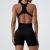 VEQKING Sleeveless Yoga Jumpsuits Women Summer Casual Backless Bodycon Sport Short Rompers Workout Ribbed Playsuit