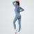 VEQKING Yoga Set Women Seamless Slim Sports Set One Piece Long Sleeve Sports Suit Leggings Zipper Stand Collar Fitness Suit