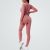VEQKING Yoga Set Women Seamless Slim Sports Set One Piece Long Sleeve Sports Suit Leggings Zipper Stand Collar Fitness Suit