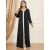 Latest Women 2Pcs Sets Muslim Islamic Ramadan Black Dress Gold Printed Abaya Kaftan Arab Jilbab Robe Dubai Party Gown