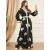 Latest Women 2Pcs Sets Muslim Islamic Ramadan Black Dress Gold Printed Abaya Kaftan Arab Jilbab Robe Dubai Party Gown