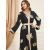 Latest Women 2Pcs Sets Muslim Islamic Ramadan Black Dress Gold Printed Abaya Kaftan Arab Jilbab Robe Dubai Party Gown