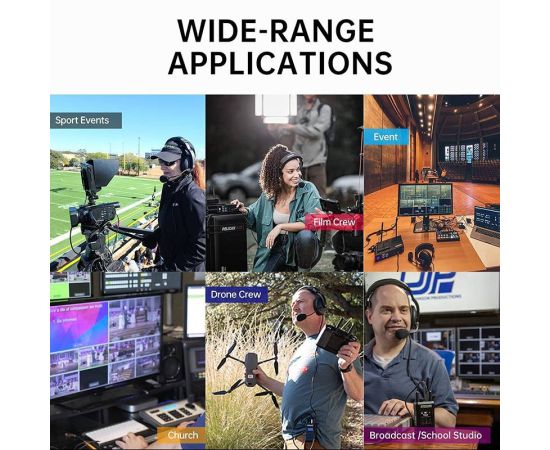 Hollyland Mars T1000 Official Full Duplex Wireless Intercom System 300 Meters Range Team Communication for Stage Scene Team