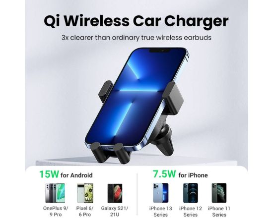 UGREEN Wireless Chargers Qi 15W Car Phone Holder for iPhone 14 Pro Xiaomi 12 Air Vent Phone Holder Automatic Sensor Phone Holder