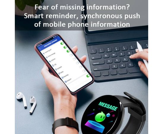 D18 Smartwatch Circular Color Screen With Multiple Sports Modes Call Information Reminder Photo Taking Music Smart Bracelet