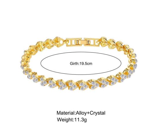 Diamond Heart Encrusted Roman Bracelet Minority Design Sense Ins Simple Crystal Zircon Wedding Bracelet