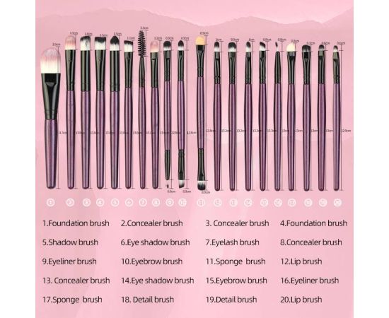 Maange MAANGE 20 PCs Makeup Brush Set Eye Shadow Brush Set Foundation Brush Beauty Tools