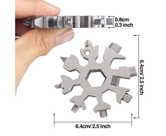 Universal Portable 18-in-1 EDC Snowflake Torque Wrench Multi-tool Stainless Steel Tools Set Multifunction Hand Tools Manual Tool
