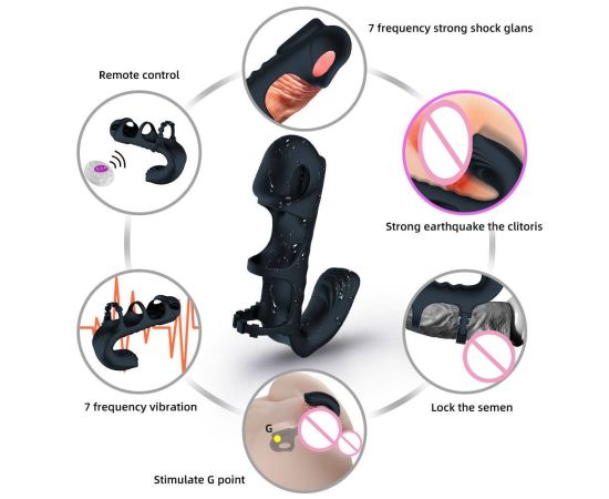 7 Speed Cock Ring Male Vibrate Penis Cockring Vibrator Clitoris Stimulate Delay Ejaculation Sex Toy For Couple Men Adult Product