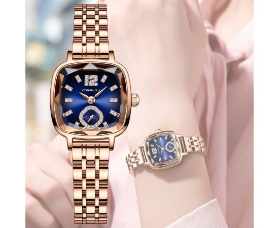 CRRJU Fashion Women's Dress Wristwatches Luxury Square Quartz  with Rhinestones Relogio Feminino
