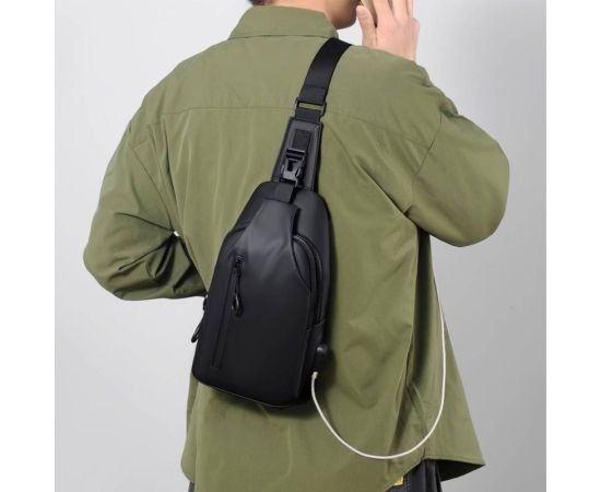 Casual Waterproof Men's Chest Bag Business Shoulder Bag Messenger Bag Nylon USB Charging Waist Bag Outdoor Sports Shoulder Bag