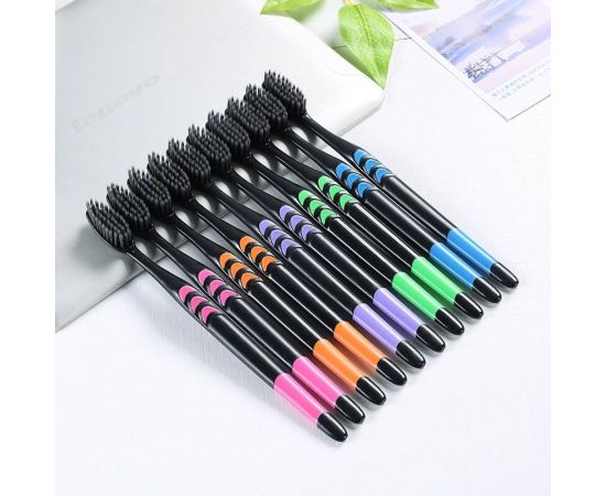 Cross Border Jianpai Soft Bristle Toothbrush Adult Bamboo Charcoal Household Fine Hair Toothbrush Antibacterial Men and Women