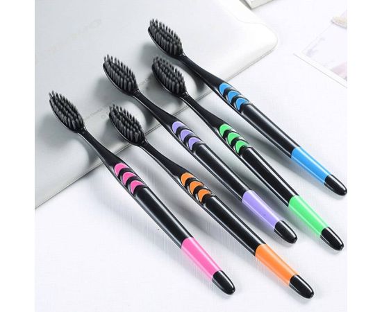 Cross Border Jianpai Soft Bristle Toothbrush Adult Bamboo Charcoal Household Fine Hair Toothbrush Antibacterial Men and Women