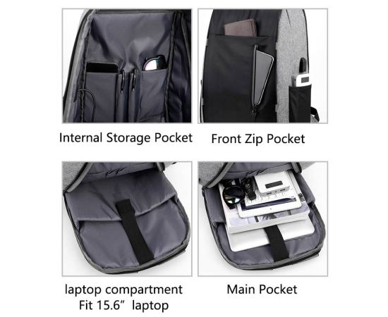 Multifunctional Men's Backpacks Waterproof Bag Pack for Men Backpack for School Book Bag Usb Port Back Bag for Men Black Backpac