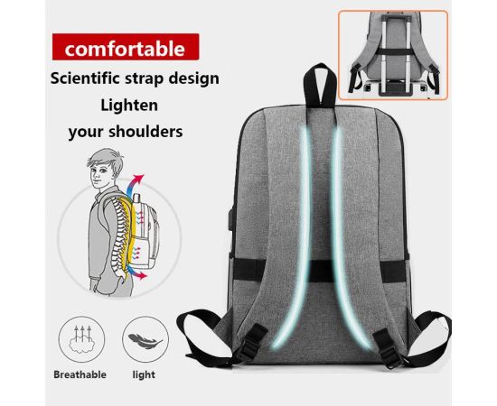 Multifunctional Men's Backpacks Waterproof Bag Pack for Men Backpack for School Book Bag Usb Port Back Bag for Men Black Backpac