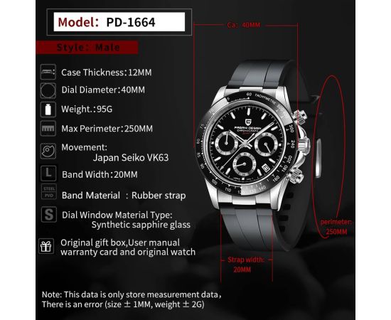 PAGANI DESIGN Stainless Steel Waterproof Men Quartz Watches Sports Chronograph Sapphire Glass Watch for Men Relogio Masculino