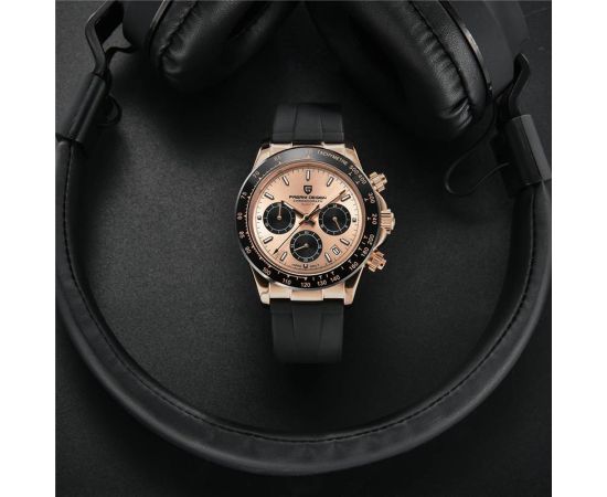 PAGANI DESIGN Top Brand New Men Quartz Wristwatch Luxury Sapphire Glass Sports Watch Rubber Strap Chronograph Watch Men Relogio