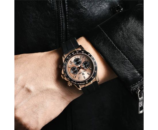 PAGANI DESIGN Top Brand New Men Quartz Wristwatch Luxury Sapphire Glass Sports Watch Rubber Strap Chronograph Watch Men Relogio