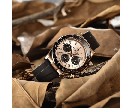 PAGANI DESIGN Top Brand New Men Quartz Wristwatch Luxury Sapphire Glass Sports Watch Rubber Strap Chronograph Watch Men Relogio