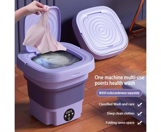 Portable Foldable Washing Machine With Spin Dryer Automatic Mini Underwear  Sock 110v/220V Washing Machine With Centrifuge 8L