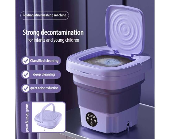 Portable Foldable Washing Machine With Spin Dryer Automatic Mini Underwear  Sock 110v/220V Washing Machine With Centrifuge 8L