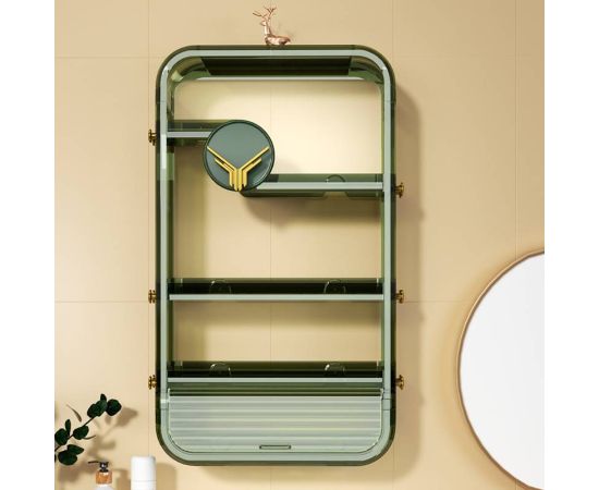 Bathroom Organizer Cosmetics Shelves Makeup Organizer Non-punching Dustproof Storage Box Skin Care Products Hanging Wall Shelves