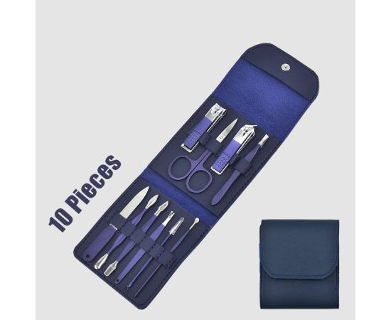Blue Manicure Tools Set Pro Max Stainless Steel Professional Nail Clipper Kit of Pedicure Paronychia Nippers Trimmer Cutters