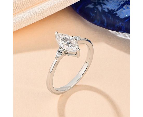 CHARMING 2023 Marquise 1CT Moissanite Ring Pure 10K 14K 18K Real Gold Rings for Women Men Anniversary Fine Jewelry Wedding Gift