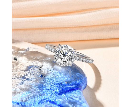 CHARMING 2023 New Brand 18K 14K 10K Pure Gold Moissanite 9.0mm Round Cut 3CT Ring for Women Birthday Diamond for Wedding Gift