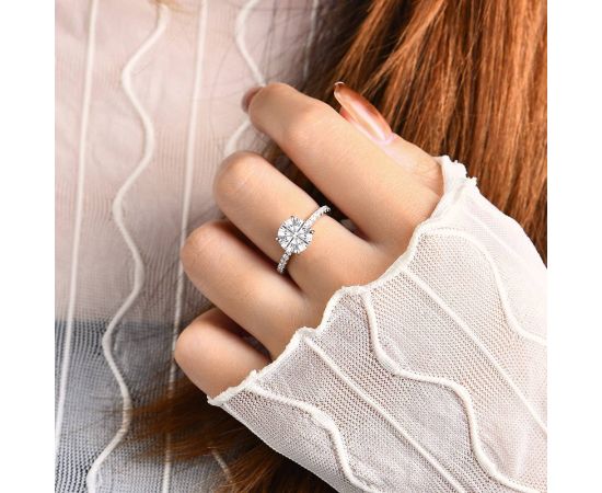 CHARMING 2023 New Brand 18K 14K 10K Pure Gold Moissanite 9.0mm Round Cut 3CT Ring for Women Birthday Diamond for Wedding Gift