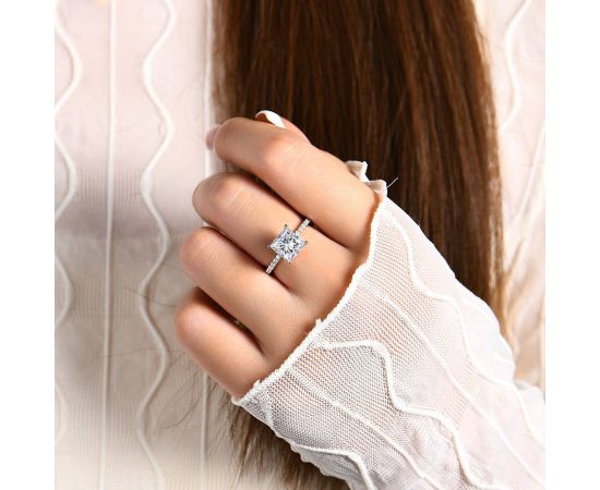 CHARMING 2CT Moissanite Rings Princess Cut D VVS1 8.0mm Eternity Diamond Engagement 10k 14k 18k Wedding Rings For Women Gift