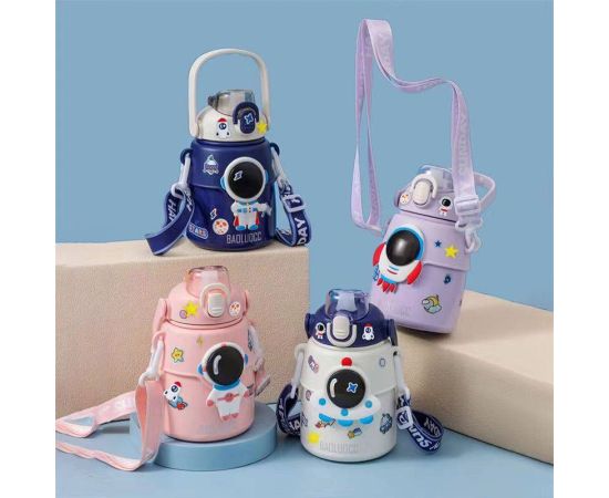 Children's Thermos Cute Girls' Water Bottle 850ML Large Capacity Astronaut Stainless Steel Thermos Children's Student Water Cup