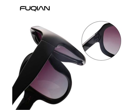 FUQIAN Brand Design Elegant Polarized Oversized Round Sunglasses Women Simple Fashion Big Plastic Ladies Sun Glasses UV400