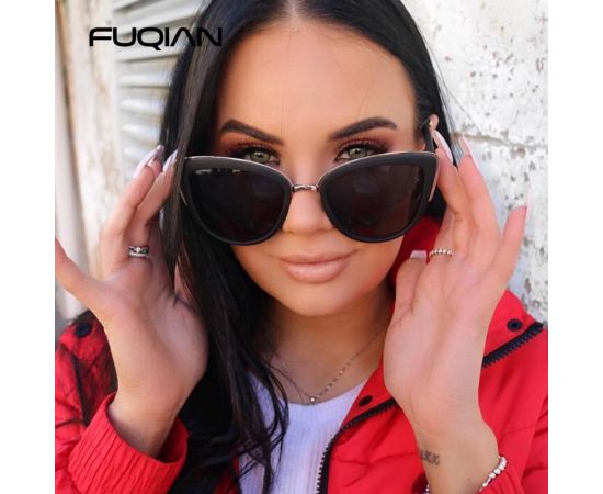 FUQIAN Classic Cateye Women Sunglasses Vintage Anti-glare Sun Glasses Female Fashion Leopard Driving Shades UV400