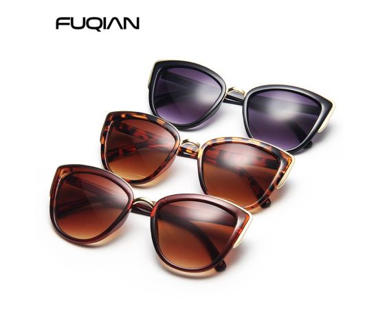 FUQIAN Classic Cateye Women Sunglasses Vintage Anti-glare Sun Glasses Female Fashion Leopard Driving Shades UV400